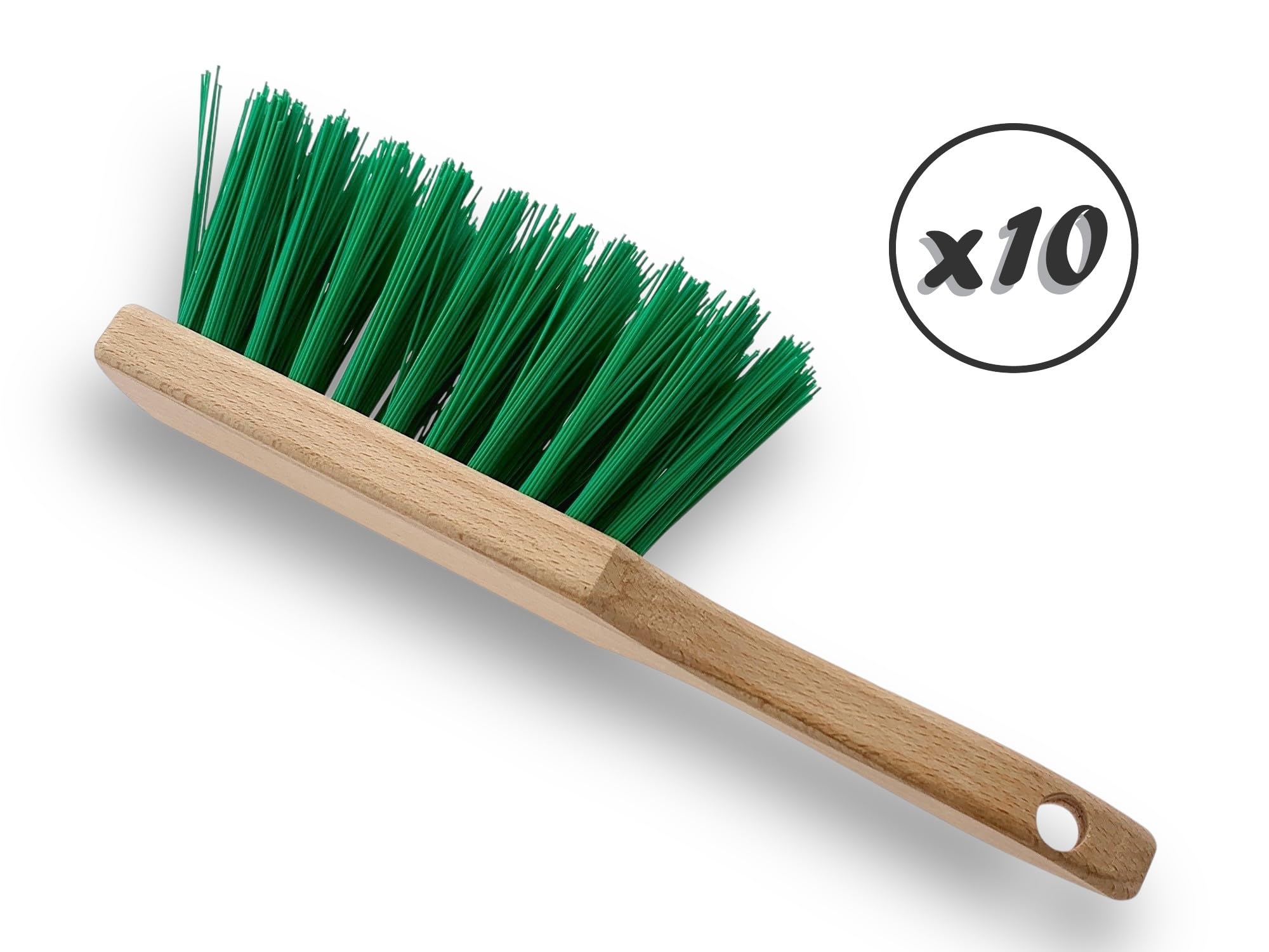 kibros-balais-lot-10-balayettes-jardin-pvc-vert-manche-bois-29cm image 3