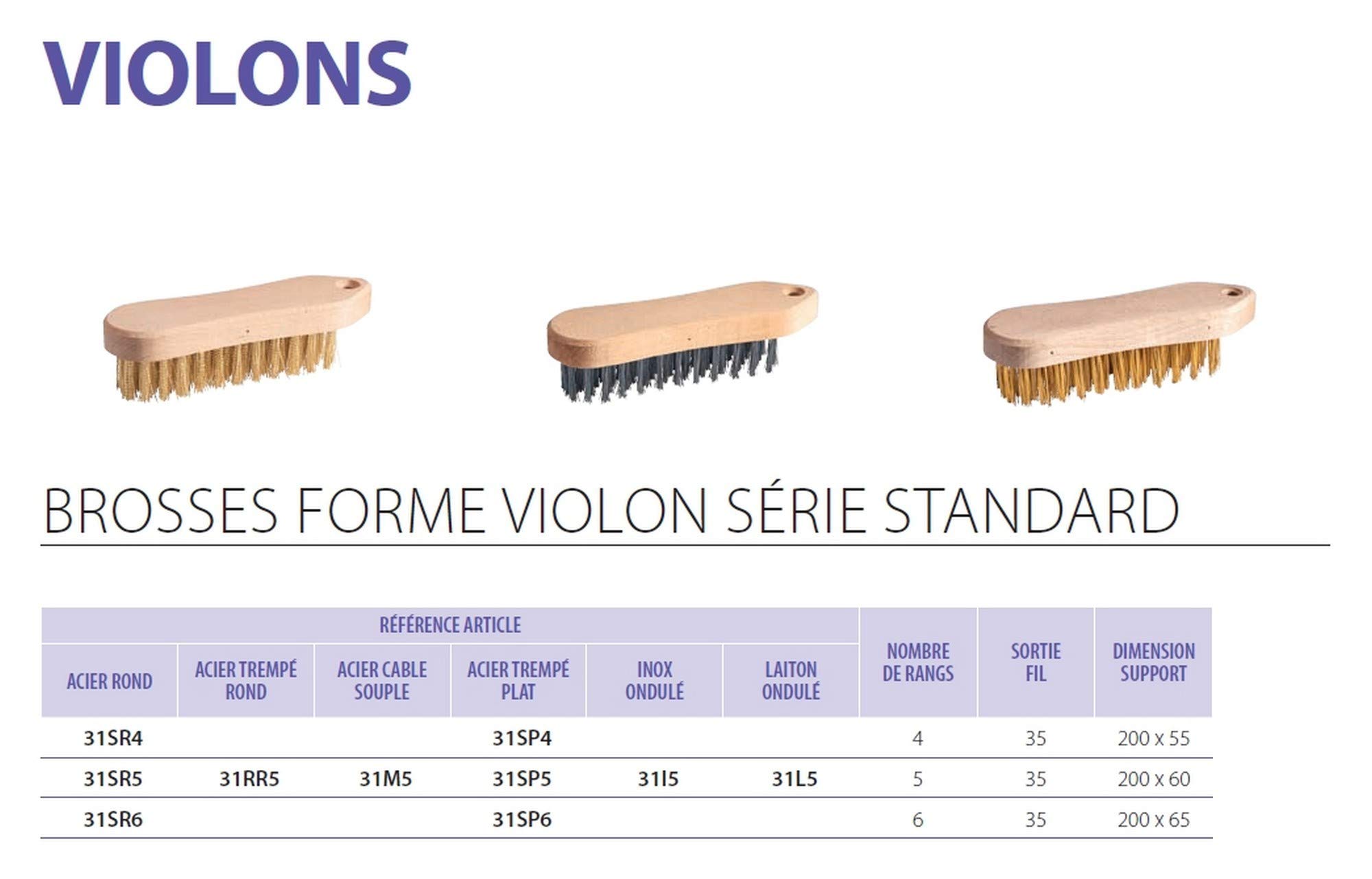 kibros-brosses-violon-brosse-m-tallique-5-rangs-acier-dur-lot-10 image 7