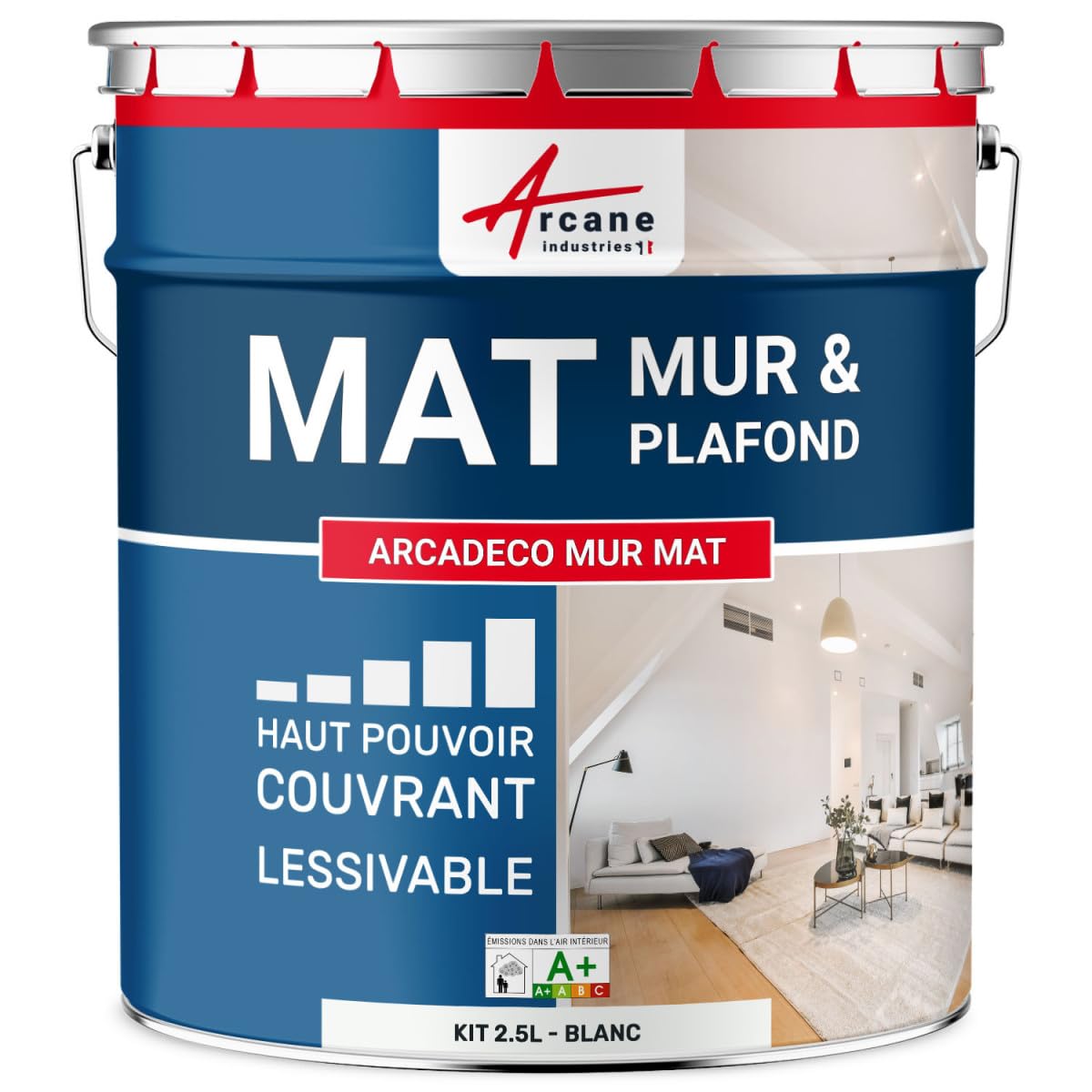 arcane-arcadeco-peinture-murale-mate-2-5-l-blanc-lessivable image 1