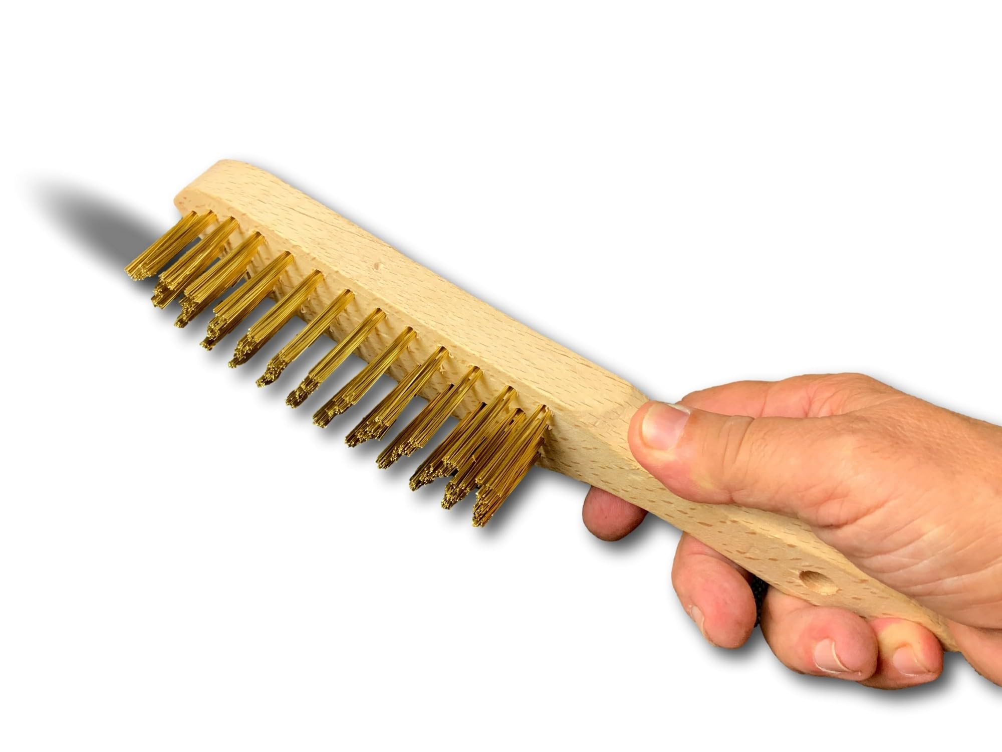 kibros-brosse-soudeur-laiton-4-rangs-manche-bois image 4