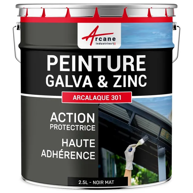 arcane-arcalaque-peinture-zinc-galva-noir-mat-2-5-l-ral-9005 image 1