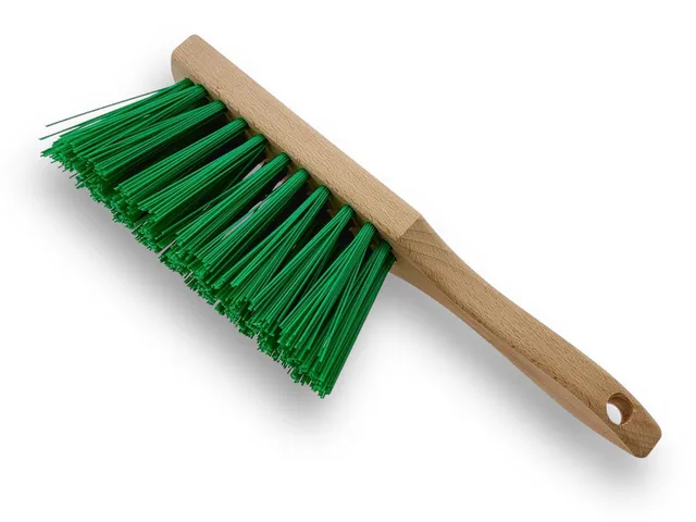 kibros-balais-lot-10-balayettes-jardin-pvc-vert-manche-bois-29cm image 1
