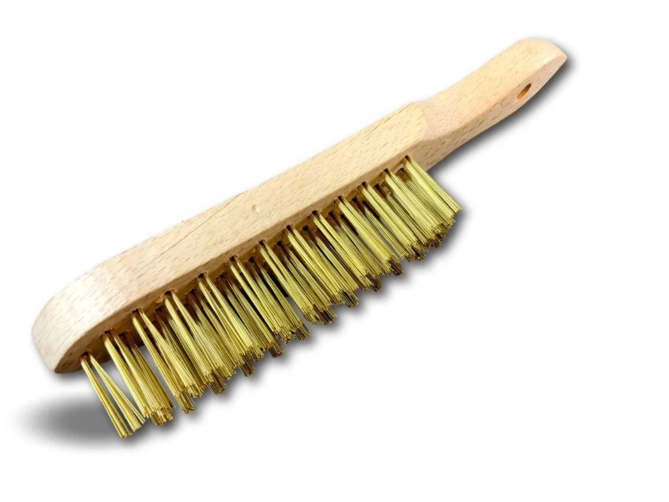 kibros-brosse-soudeur-laiton-4-rangs-manche-bois image 1