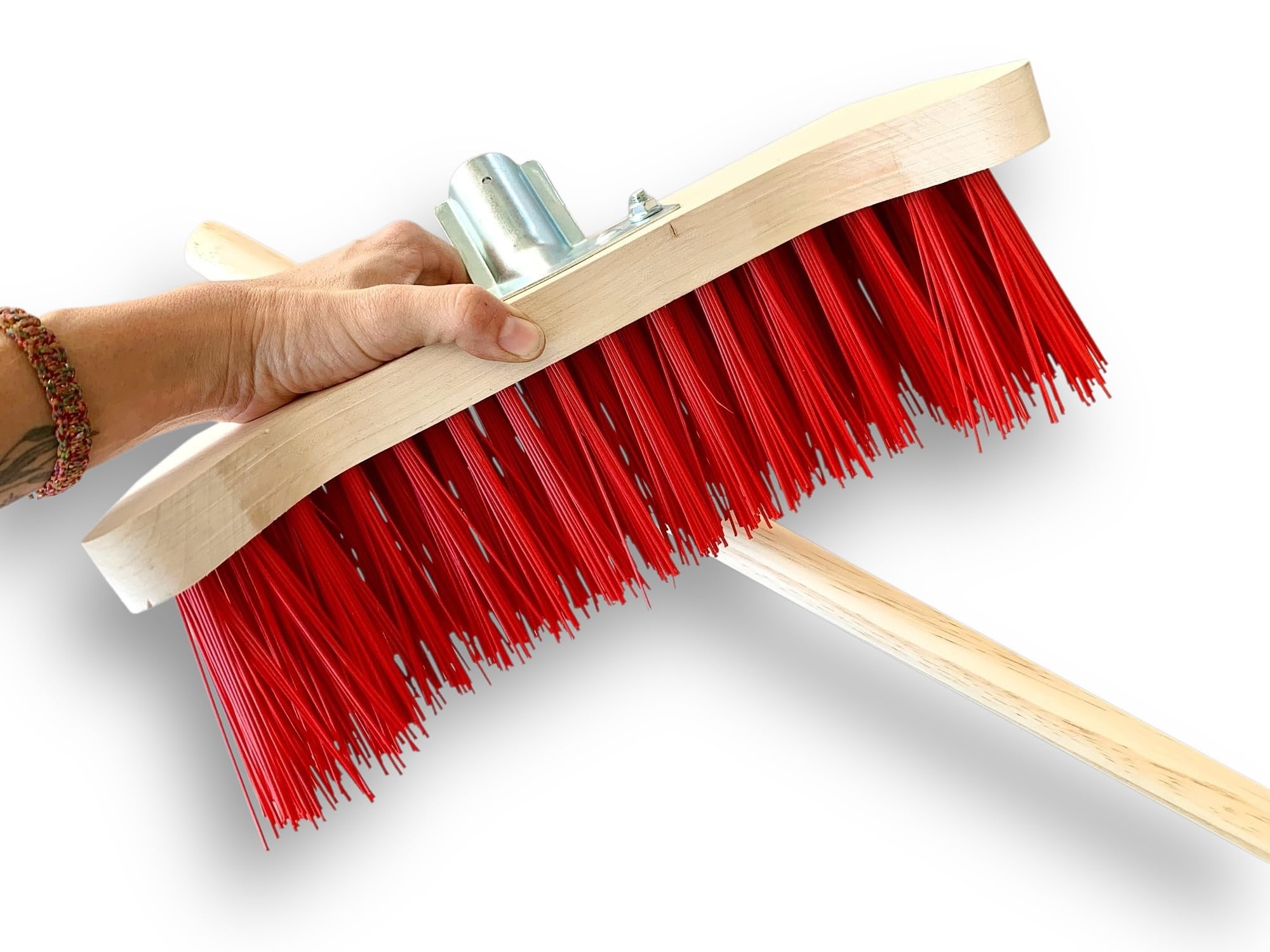 kibros-baldozer-32-cm-balai-cantonnier-pvc-rouge-avec-manche image 4