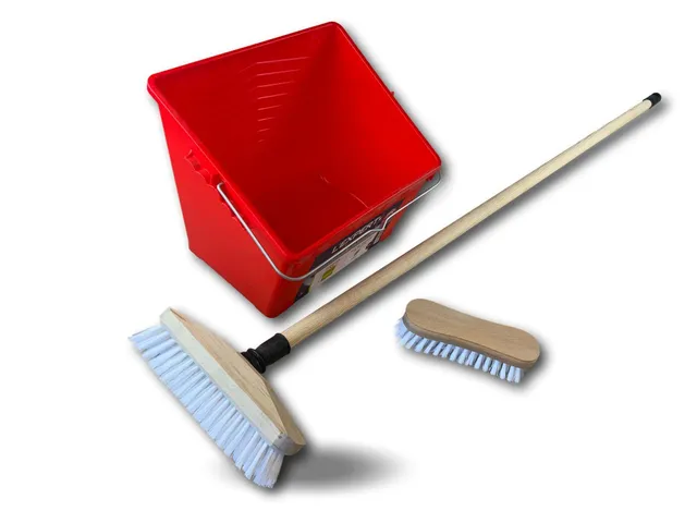 kibros-balai-lave-pont-balai-brosse-ppl-blanc-manche-bois-seau image 1